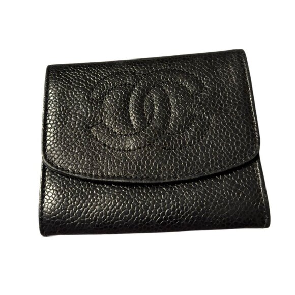 CHANEL Handbags - CHANEL Black Lamb Skin Leather Mini Coin Wallet Purse